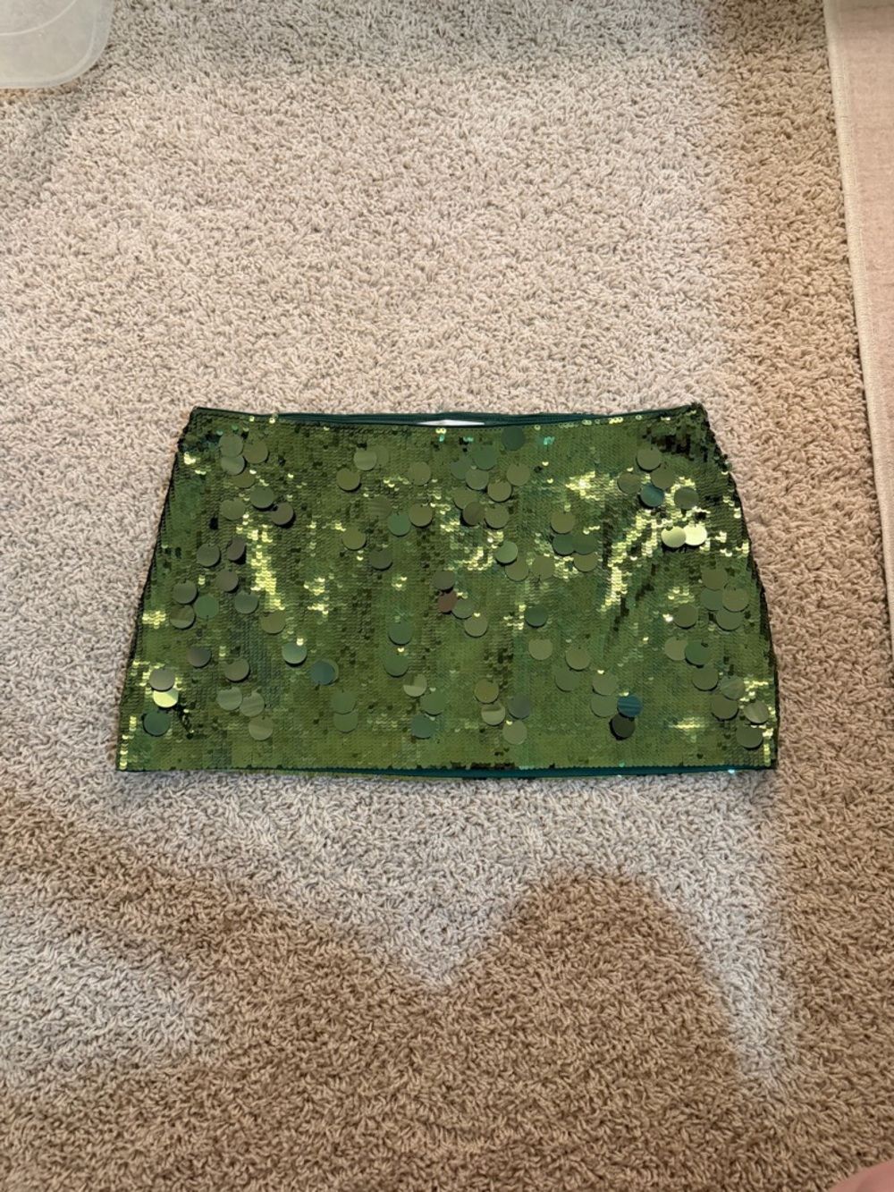 Danielle Guizio Green Sequin Mini Skirt